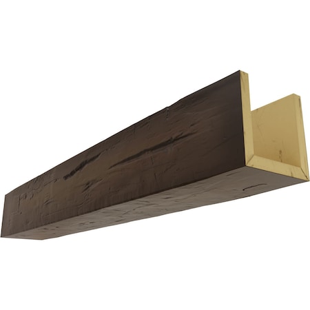 3-Sided (U-beam) Hand Hewn Endurathane Faux Wood Ceiling Beam, NaturaL Mahogany, 6W X 8H X 8'L